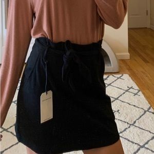 New With Tags, Black Vegan Suede Mini Skirt with Belt